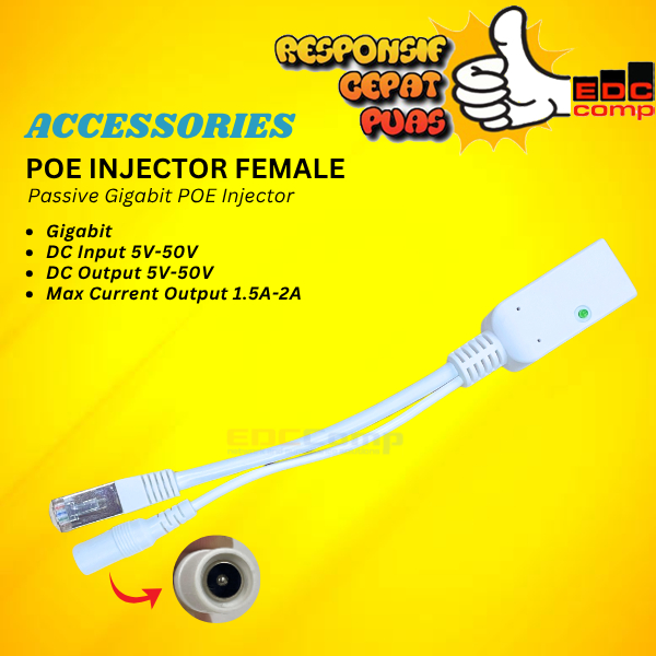 Passive Gigabit POE Splitter Female|Gigabit POE Injector Cewek