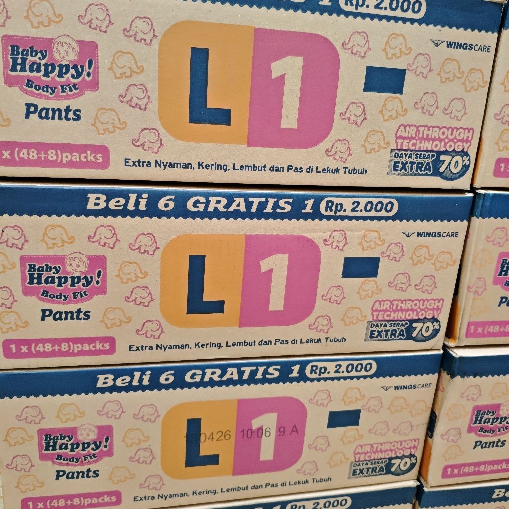 ( 1 KARTON ) Popok Bayi Baby Happy L1 Celana Pants 48+8pcs Pampers Murah