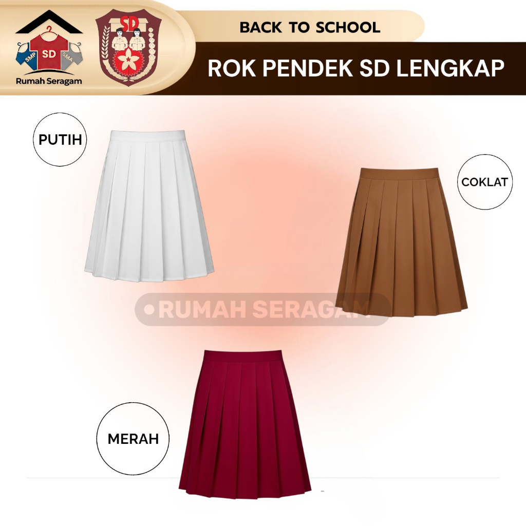 TERMURAH ROK SERAGAM SEKOLAH SD PENDEK  ROK SD MERAH PUTIH PRAMUKA