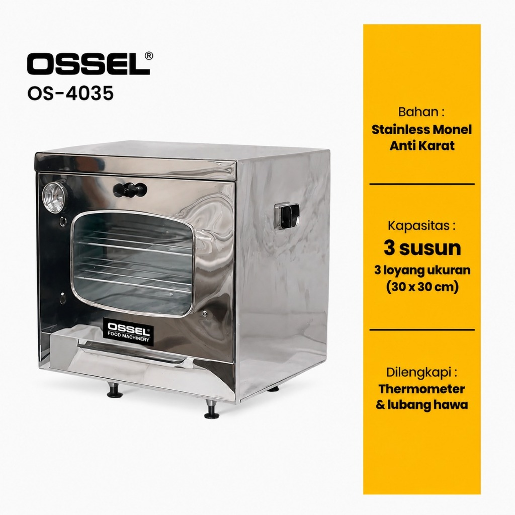OSSEL Oven Tangkring Gas + Pengatur Suhu  OSSEL Gas Oven Stainless Anti Karat OS-4035 OSSEL