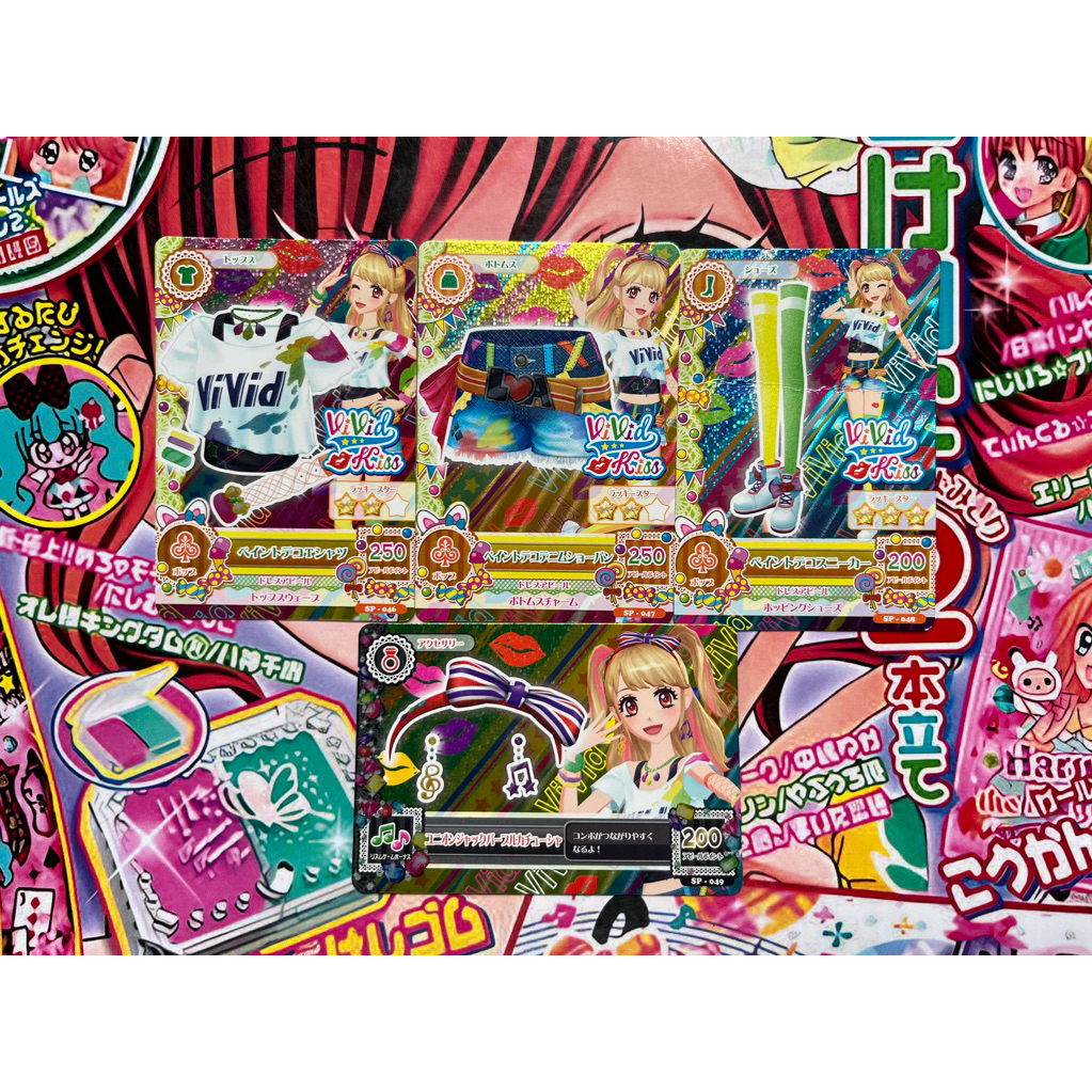 Kartu Aikatsu Mikuru Natsuki Vivid Kiss Paint Deco Coord Jepang Pop Kartu Binder Koper Tops Shoes Bo