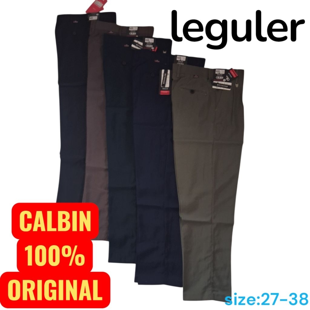 Celana CALBIN Formal Pria Reguler Standar dengan Bahan Kain Teflon Adem dan Nyaman