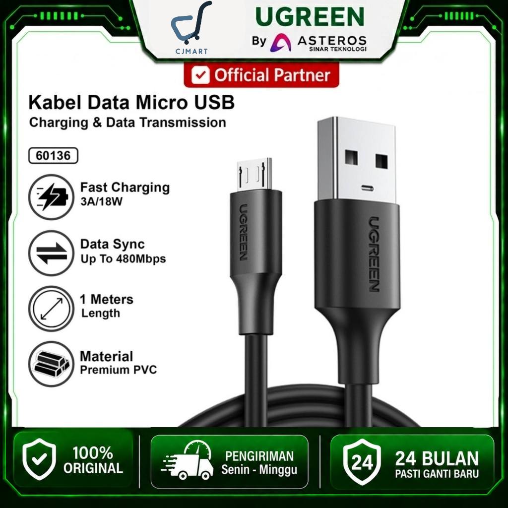 Kabel Data Micro USB 18W UGREEN Fast Charging Premium Braided