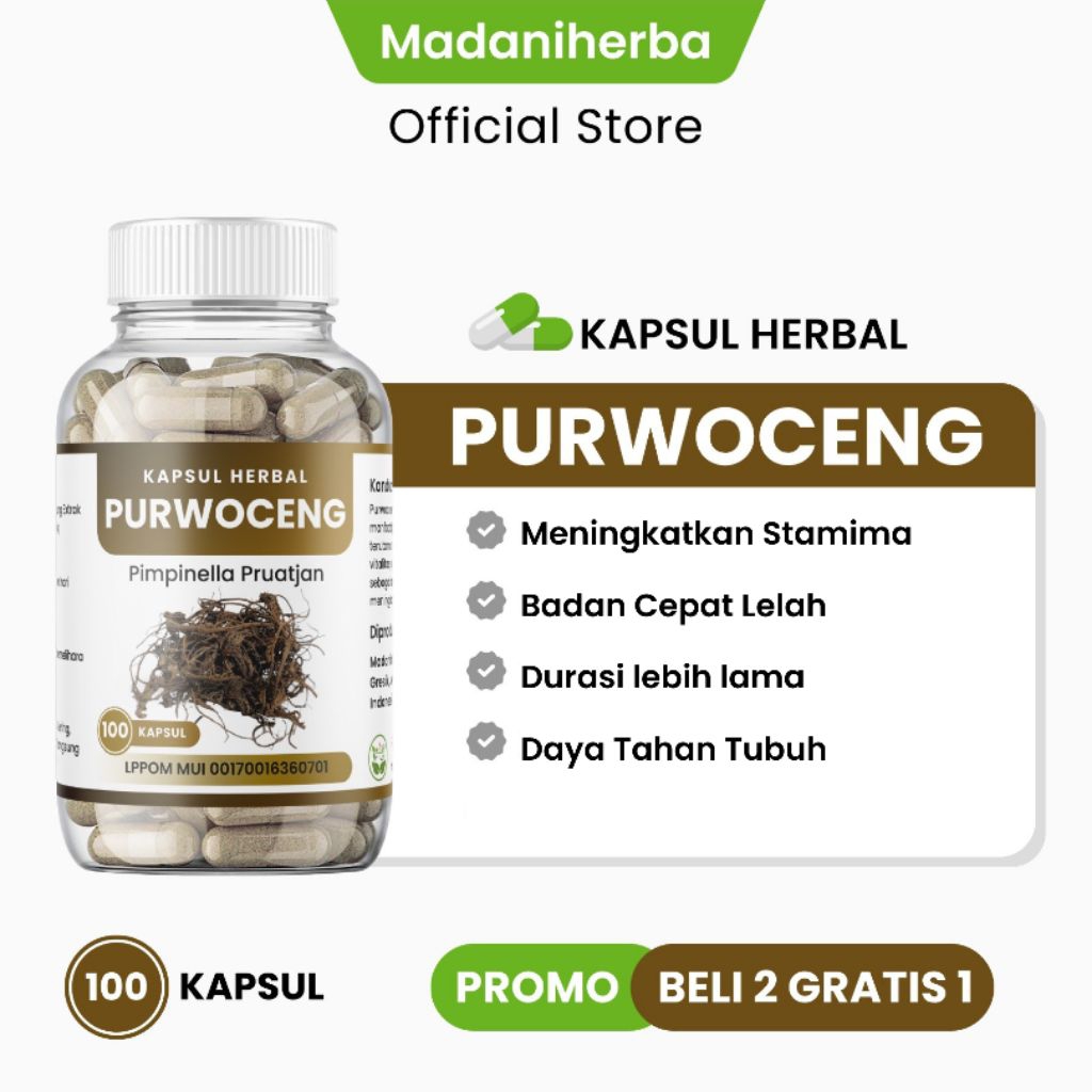 Kapsul Purwoceng Isi 100 Kapsul - BELI 2 GRATIS 1 - Meningkatkan Stamina