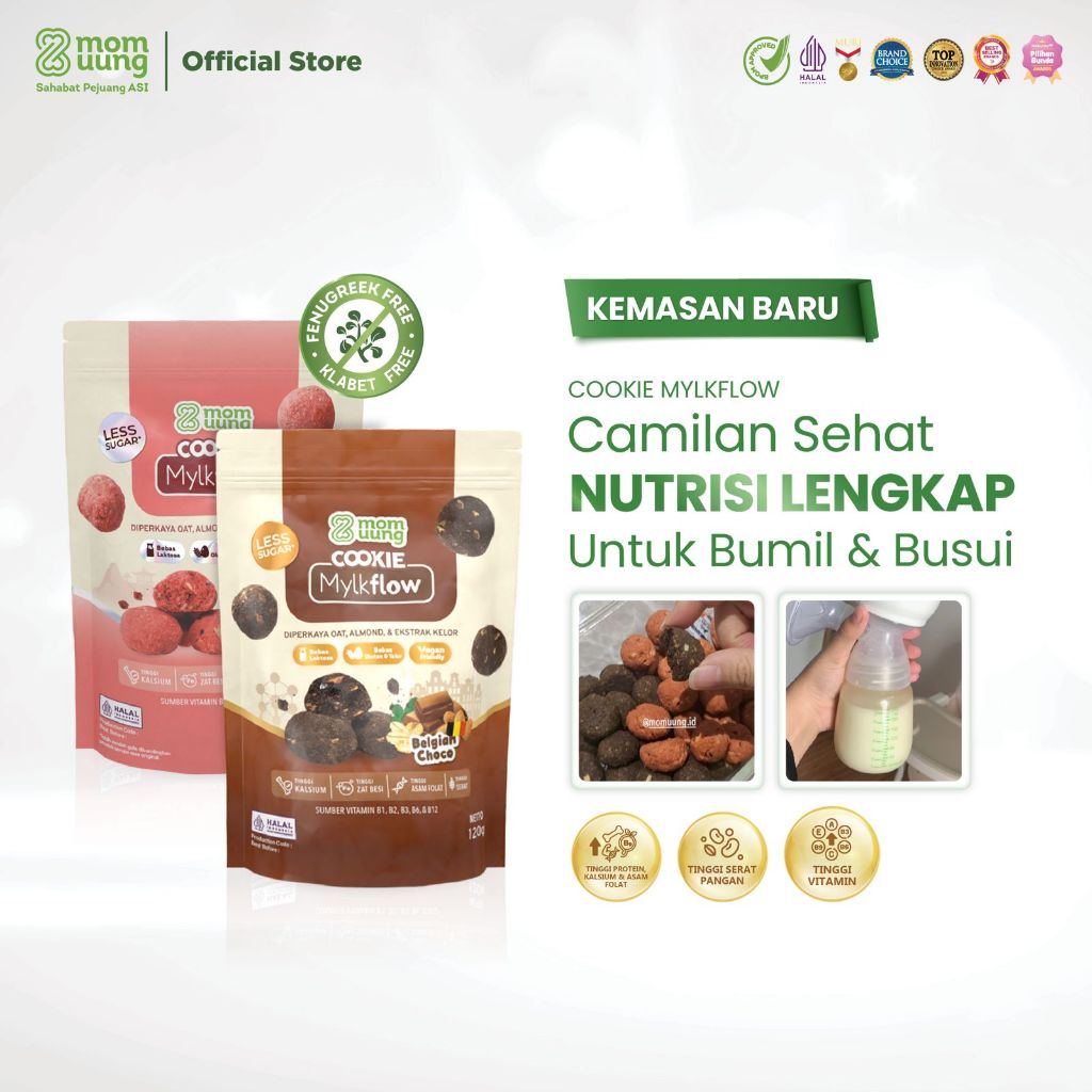 Mom Uung Cookie Mylkflow 120 gr - Snack Sehat Tinggi Protein Kaasium & Asam Folat - Rendah Gula - La
