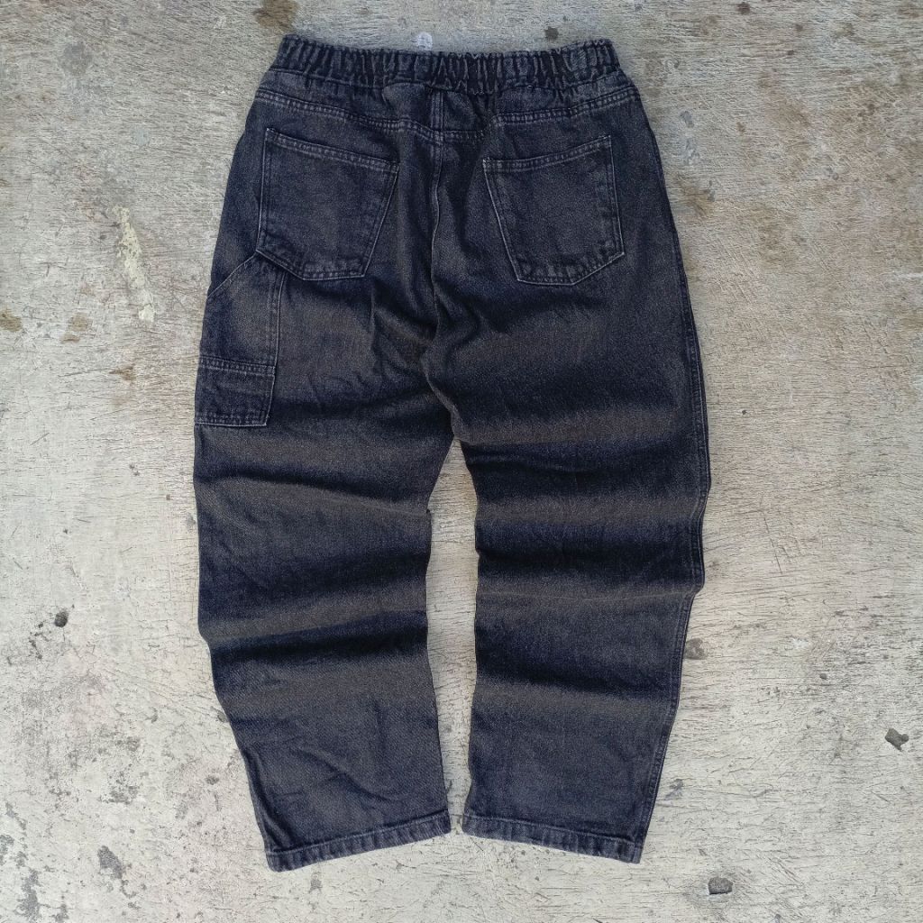 Carpenter Baggy Jeans Black Stretch Second