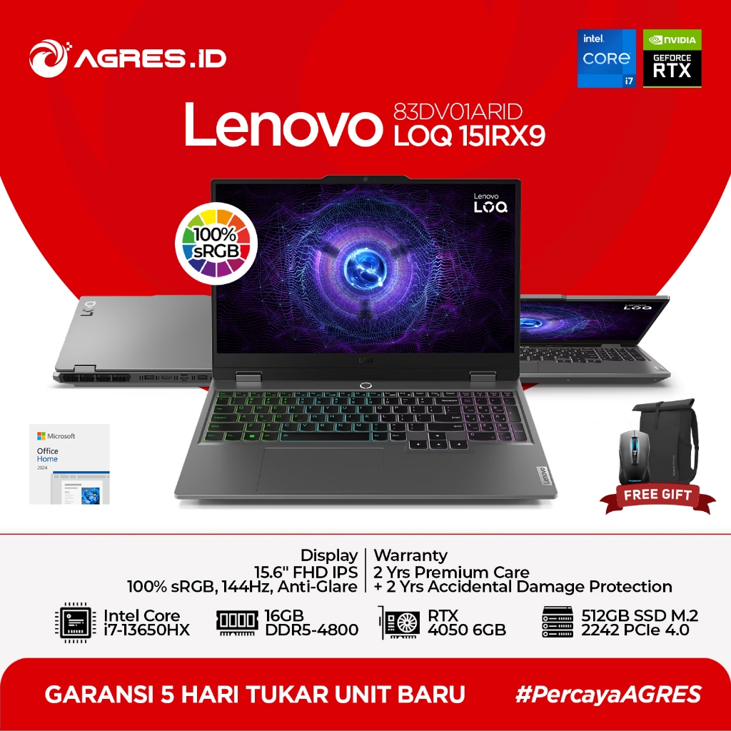 Lenovo LOQ 15IRX9 RTX4050 | i7 13650HX 12GB/16GB 512GB SSD RTX4050 W11+OHS