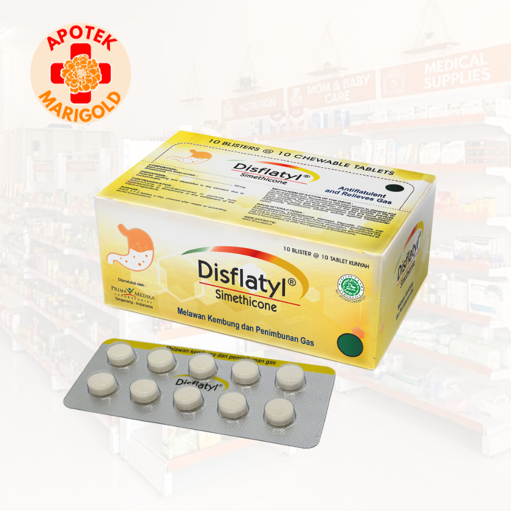 DISFLATYL Strip 10 Tablet Meringankan Perut Kembung Simethicone Dewasa