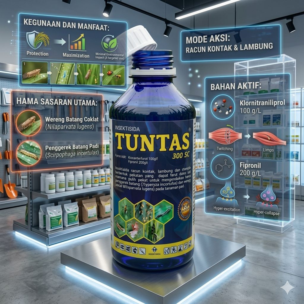 Insektisida TUNTAS300sc 500ml adalah obat pembasmi hama tanaman padi dan sayuran
