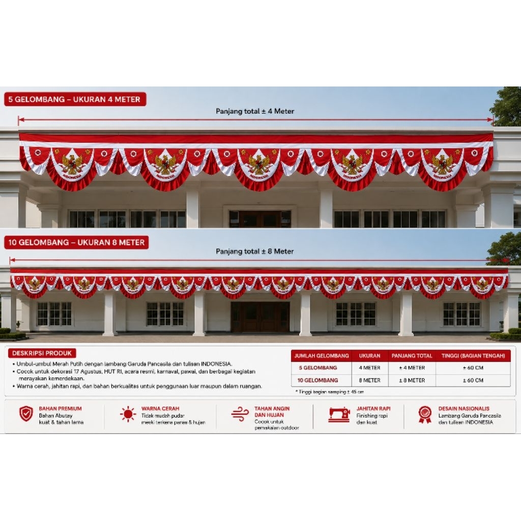 bendera background rempel merah putih garuda bunga
