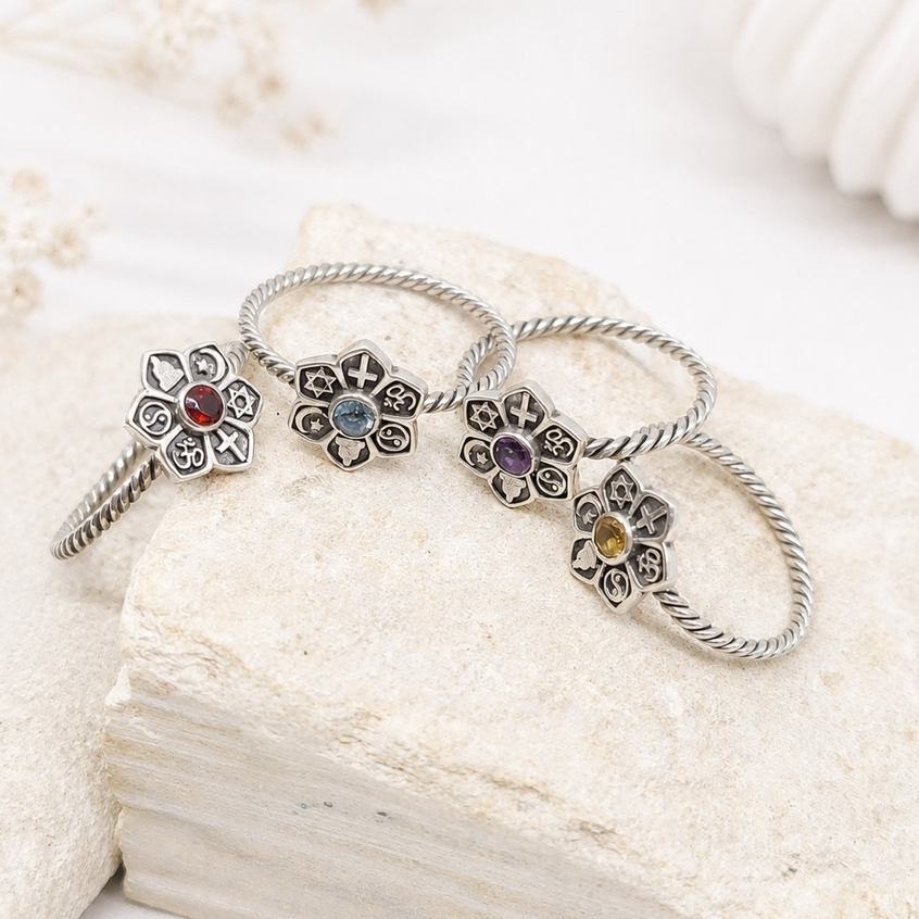 Cincin Perak 925 Bali Batu Warna Simbol Spiritual