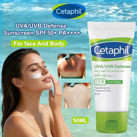Cetaphil UVA/UVB Defense sunscreen SPF50+ PA++++ 50ml Tabir Surya Sunblock untuk Perawatan Wajah