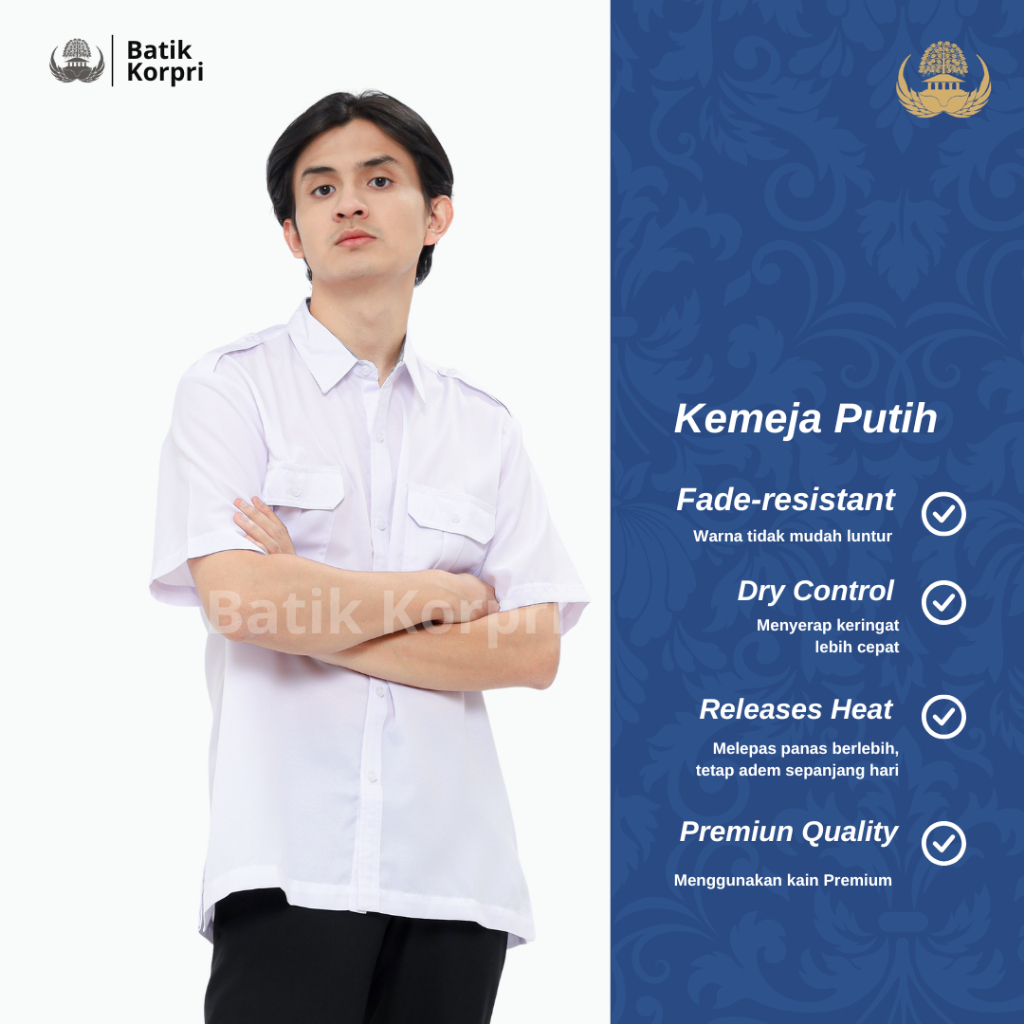 Baju Dinas Putih Pns Pria Baju Pdh Putih Seragam Putih Pns Baju Putih Pns PDH pria panjang/pendek
