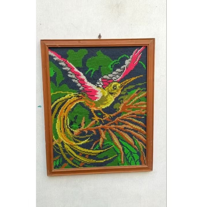 lukisan sulaman kristik jadi original vintage lawas