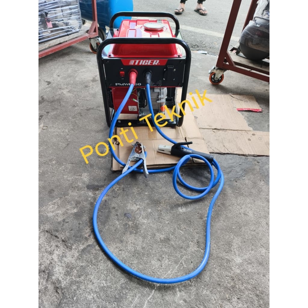 Genset LAS TIGER 16OA 1.000W+KABEL 35mm masing-masing 2 meter dan TANG LAS