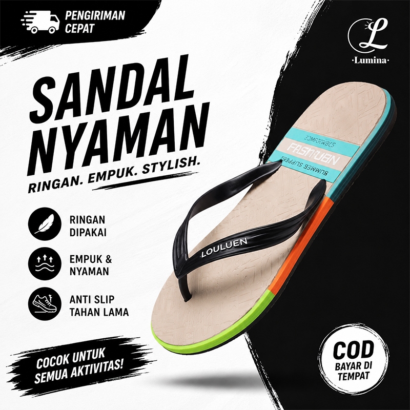 Bisa COD / Sandal pria original 100% sandal pria sandal pria keren sandal cowok sandal jepit pria ke