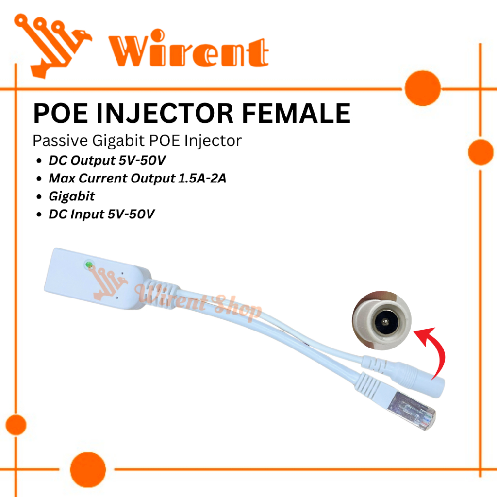 Passive Gigabit POE Splitter Female|Gigabit POE Injector Cewek