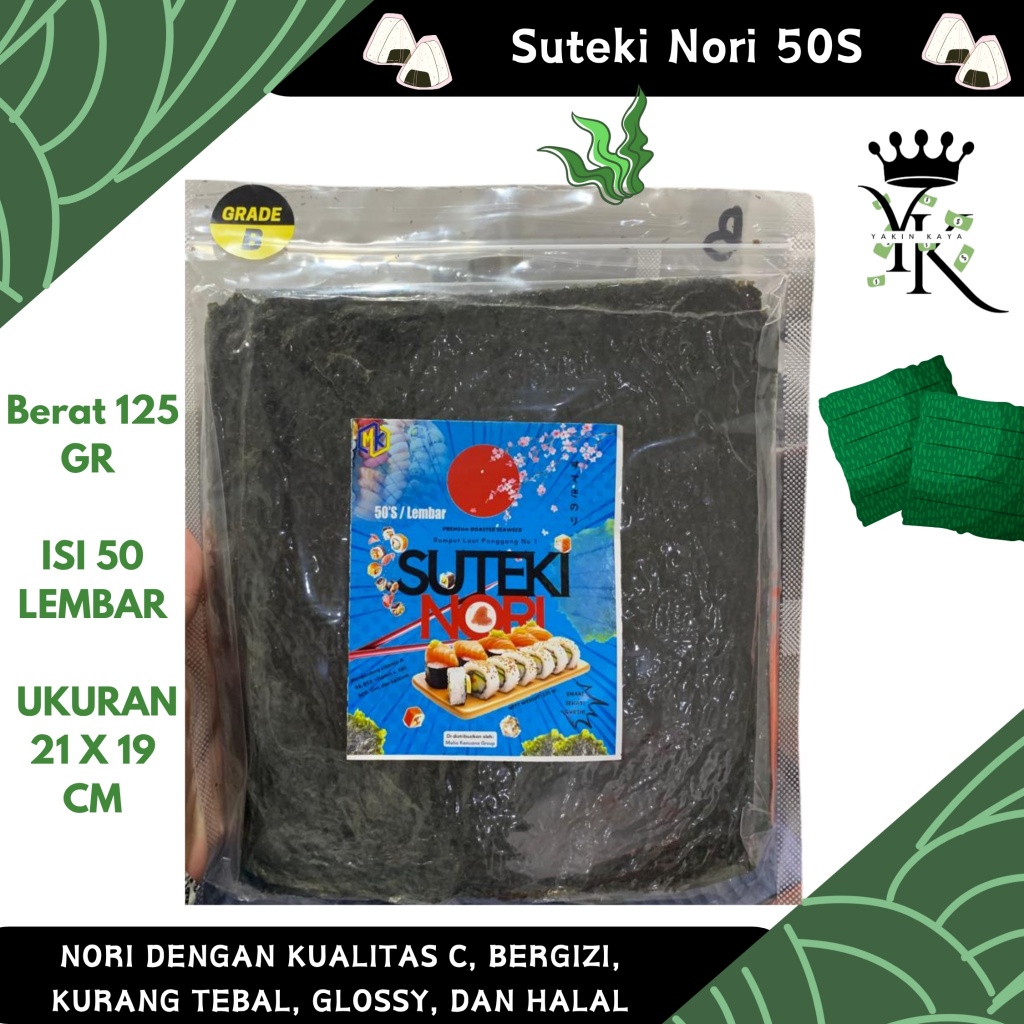 SUSHI NORI SUTEKI 50S QUALITY GRADE C | RUMPUT LAUT PANGGANG, KURANG COCOK UNTUK SUSHI | LEBIH COCOK