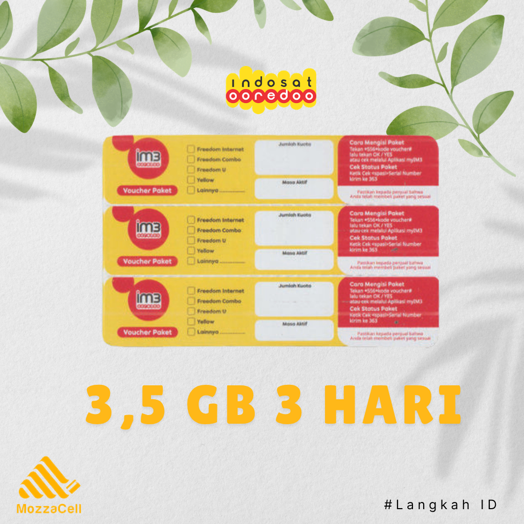 Voucher INDOSAT HARIAN 3,5GB 4GB 5GB 6GB / 2 3 5 Hari Kuota Internet Data