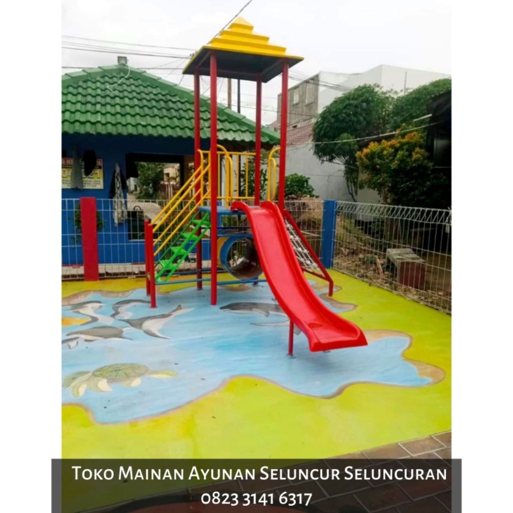 Mainan Perosotan Set Ayunan - Mainan Prosotan Set Ayunan - Perosotan Spiral Besi Fiberglass - Prosot