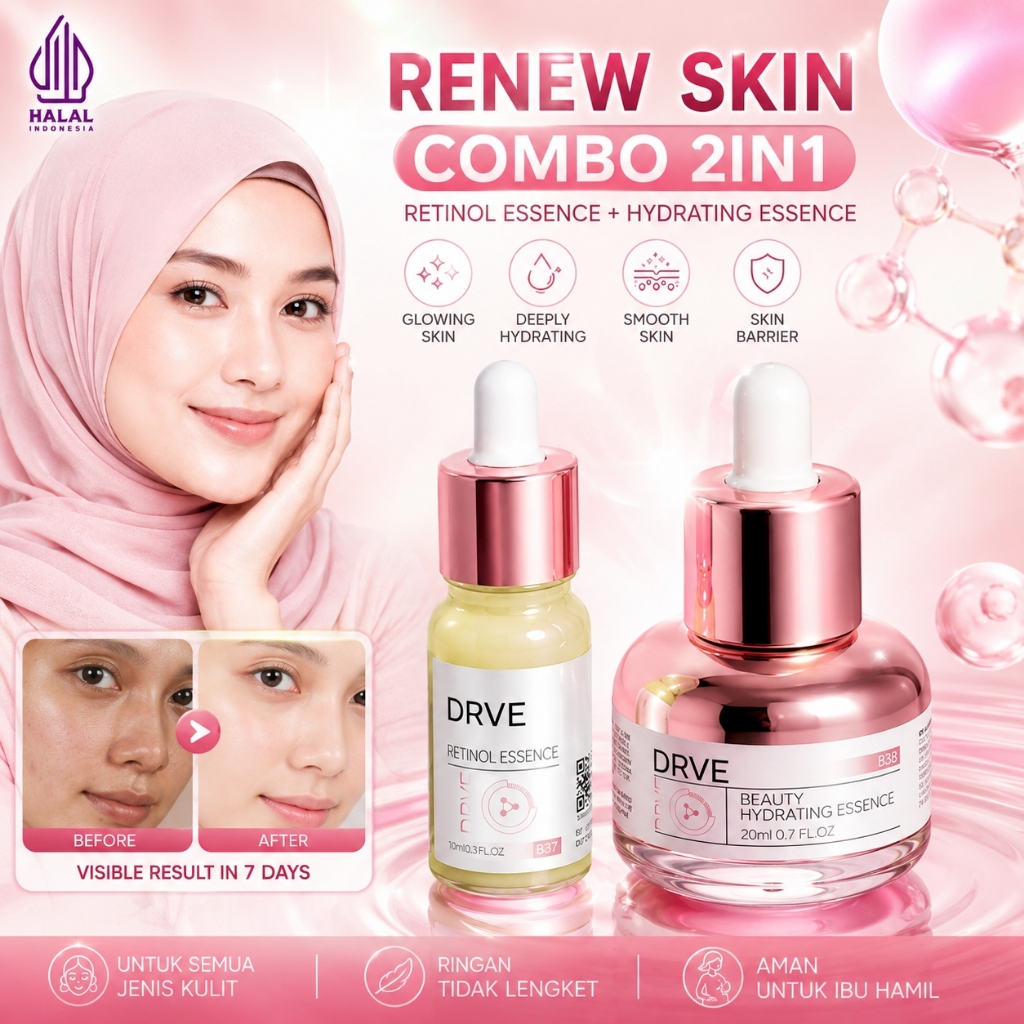 [Hot Sale] DRVE Whitening Set 2in1 (Beauty Hydrating Essence+Retinol Essence) - Rahasia Wajah Putih 