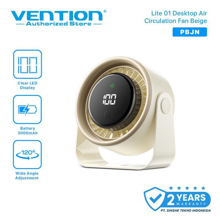Vention Lite 01 Desktop Air Circulation Fan Kipas Meja Smart Digital Display USB-C 3000mAh Portable 