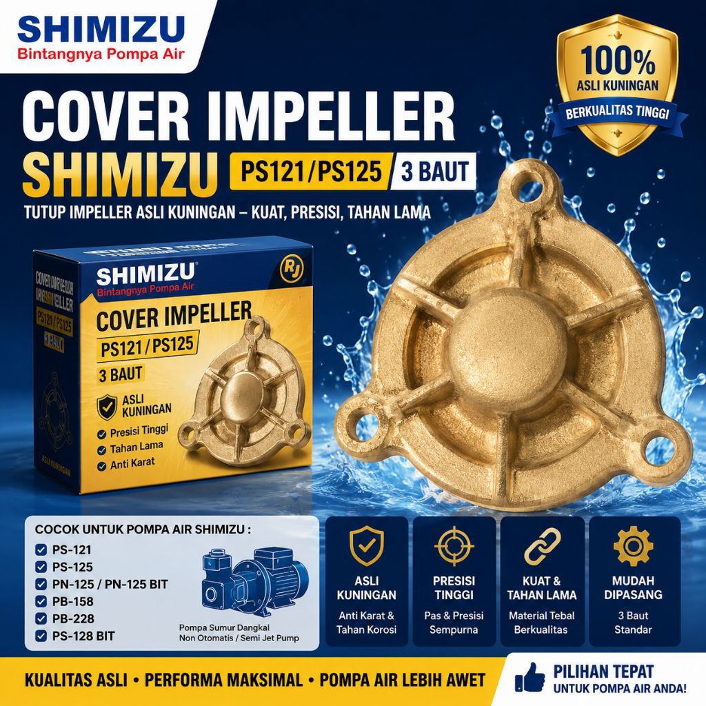 Tutup impeler pompa air SHIMIZU PS-121,125,PN-125,158,dan 228