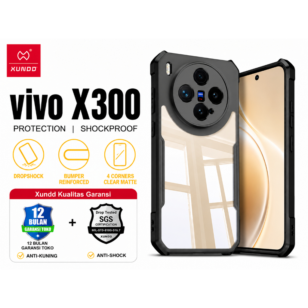 XUNDD Case Untuk Vivo X300 6.31 inch Case Shockproof Slim Transparan Casing Belakang