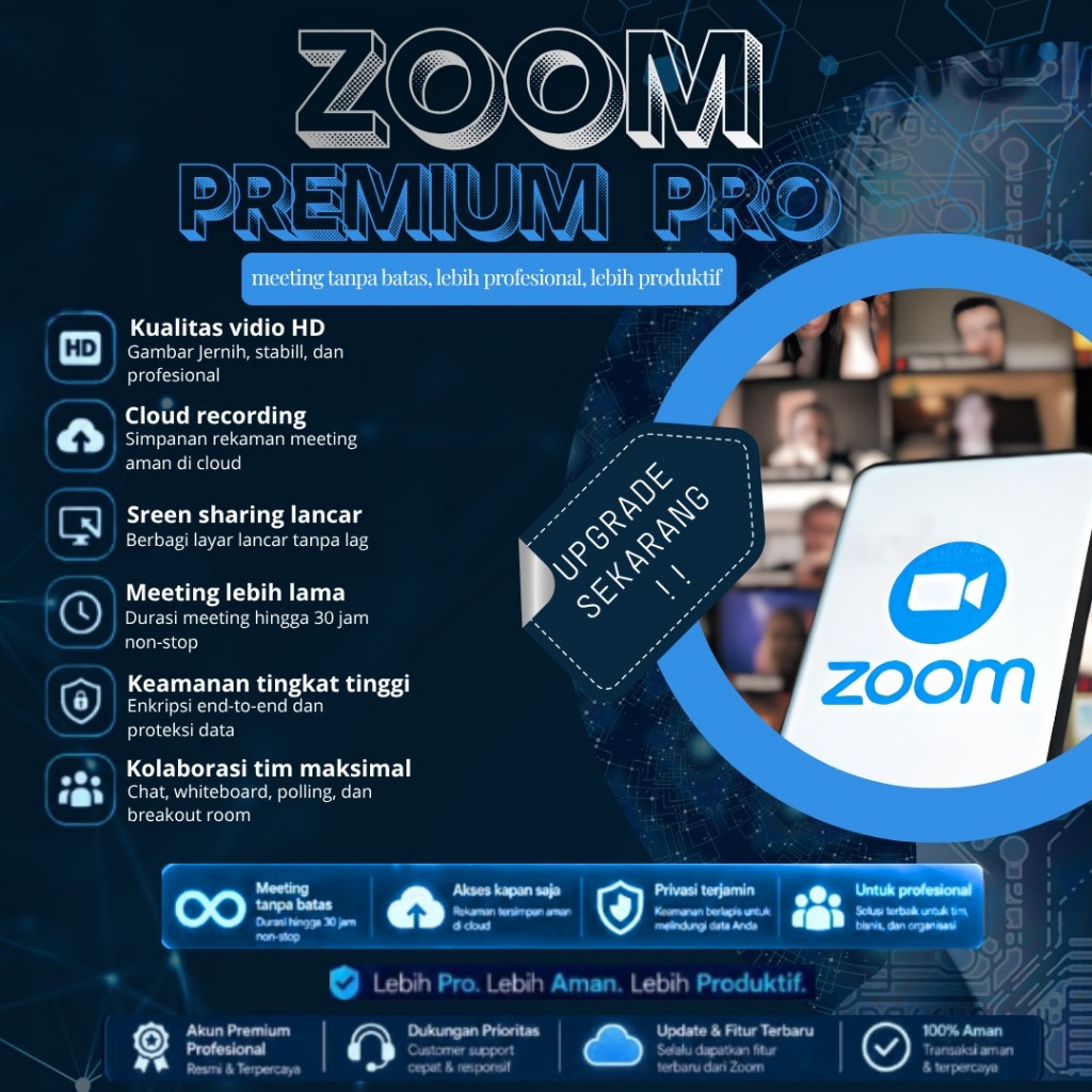 ZOOM PREMIUM PRO 1 BULAN Garansi Full Anti Limit Meeting Rekam Cloud