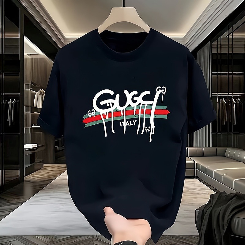 Kaos Pria Distro 100% Katun Motif Grafiti GUCCI ITALY Keren Hitam Putih