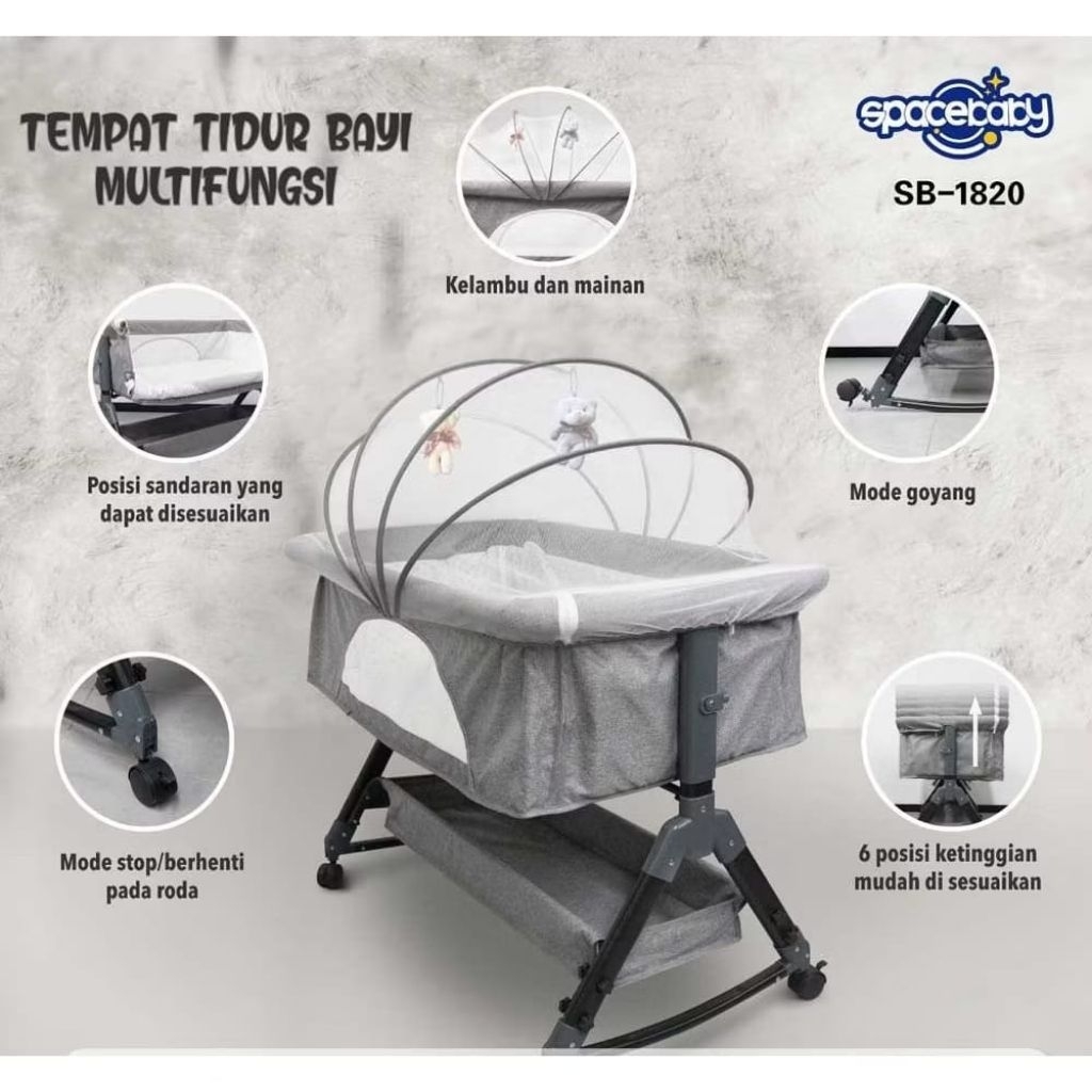 Tempat Tidur Bayi Multifungsi Box Bayi Side Bed Spacebaby SB-1820 Second Bekas Masih Bagus No Minus