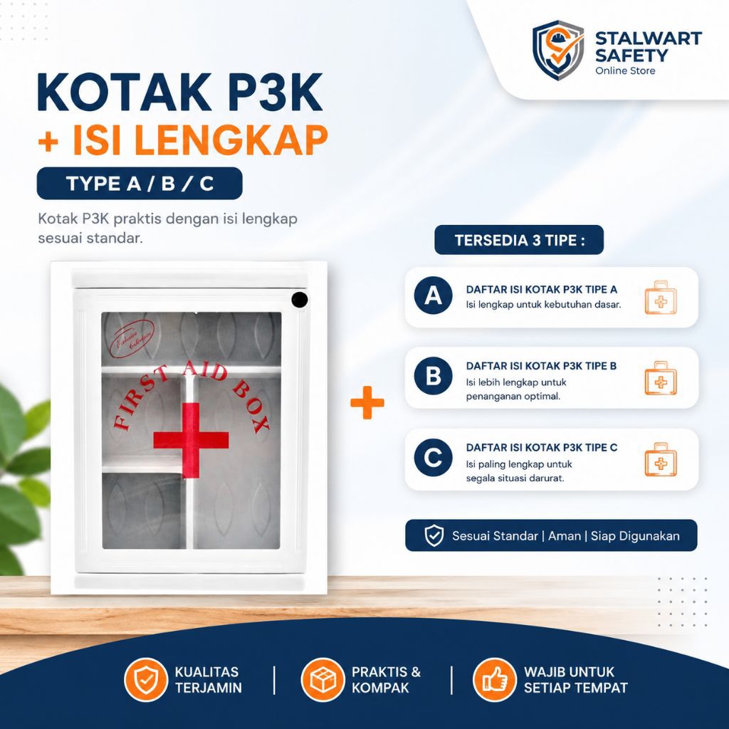 Kotak P3K Tipe A + Isi Lengkap - Standar Permenaker Keselamatan Kerja K3