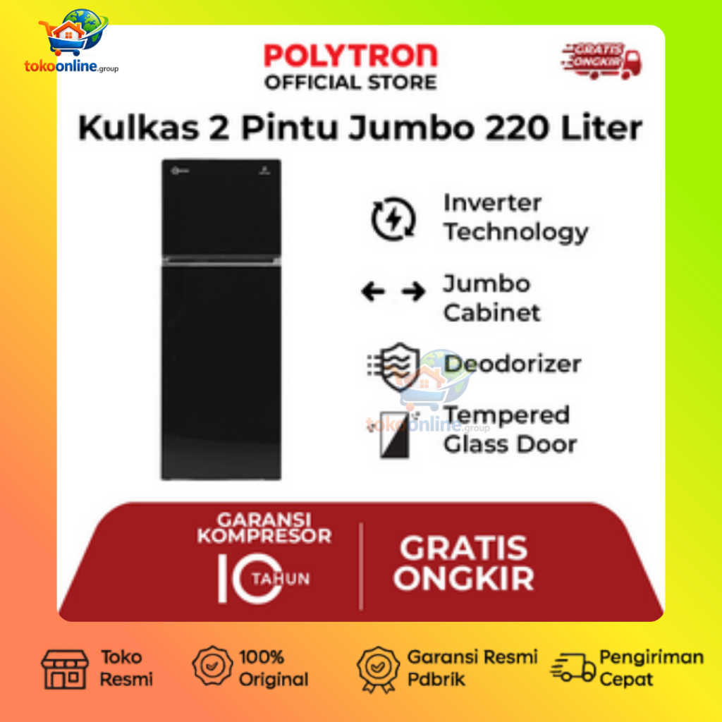 Kulkas Polytron 2 pintu PRW-23VX PRW23VX 220 Liter Belleza Inverter