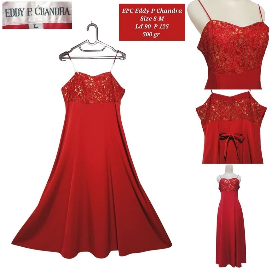 EPC Eddy P Chandra dress merah wanita tanpa lengan