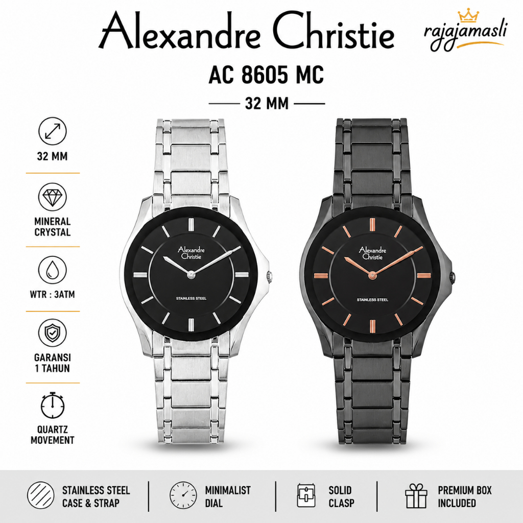 Alexandre Christie AC 8605 LH Jam Tangan Wanita Classic Stainless steel