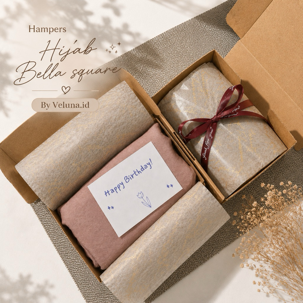 Veluna.gift || Hampers hijab bella square || Hampers wisuda || Mini gift wisuda || Hampers ulang tah