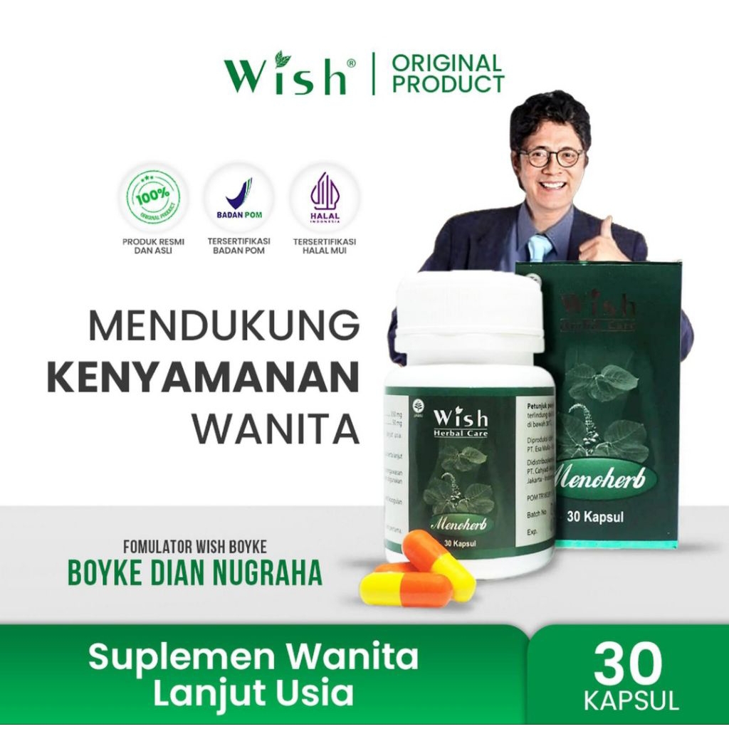 SUPLEMEN KESEHATAN WANITA WISH MENOHERB DR BOYKE ORIGINAL