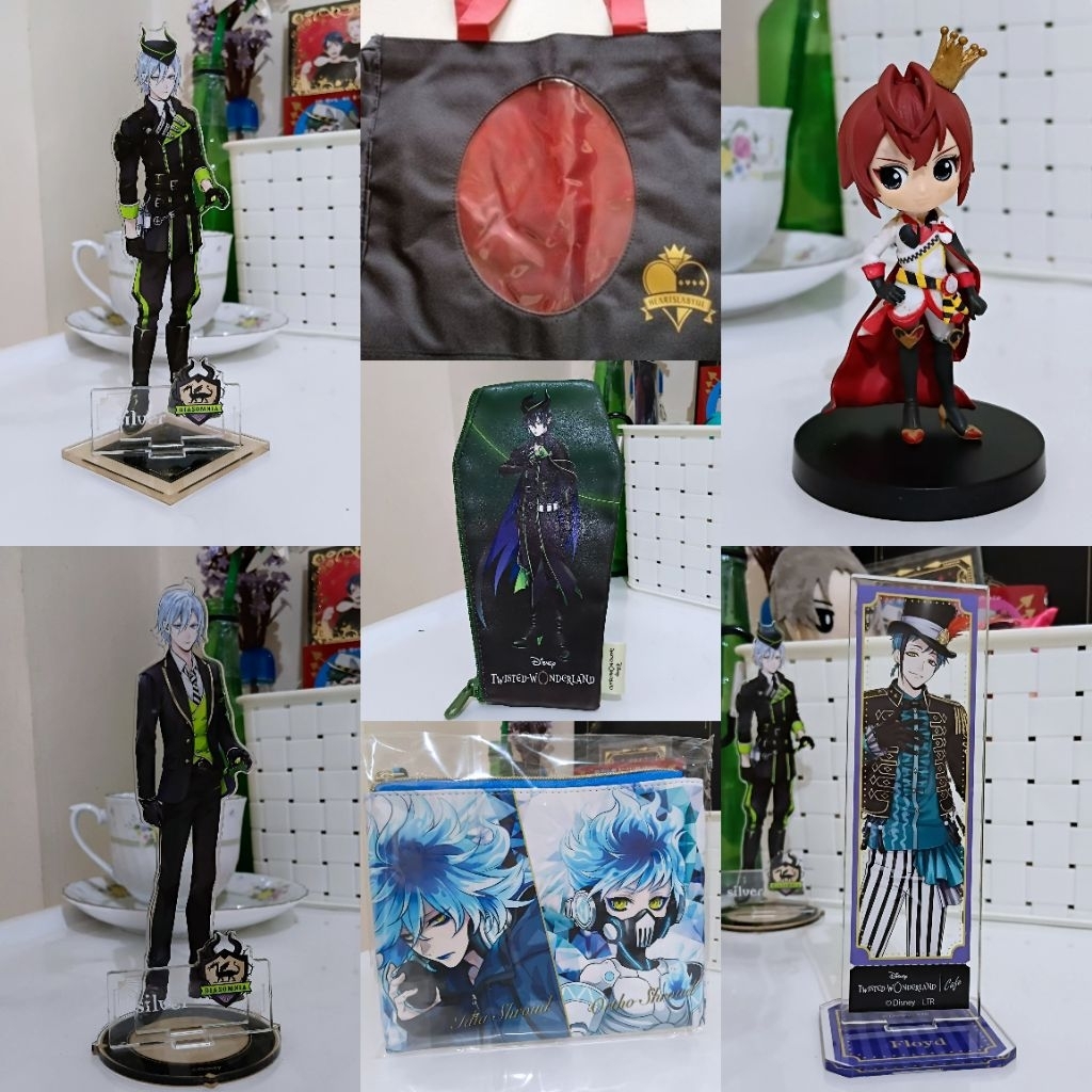Official Twisted wonderland merch standee akrilik qposcet pouch gelas plastic diasomonia ignihyde id