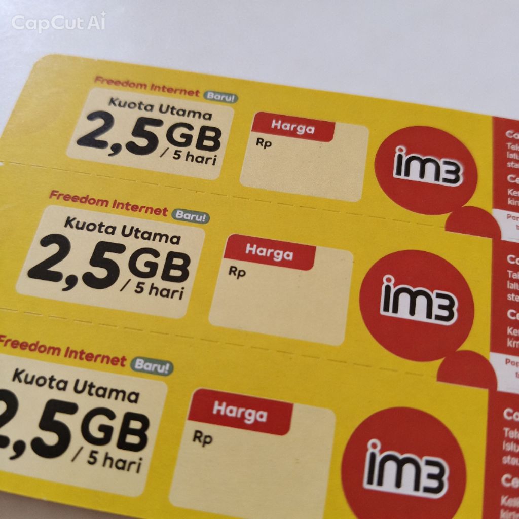 Voucher Ori Indosat 2,5GB 5 HARI (TOTAL KUOTA 4GB)