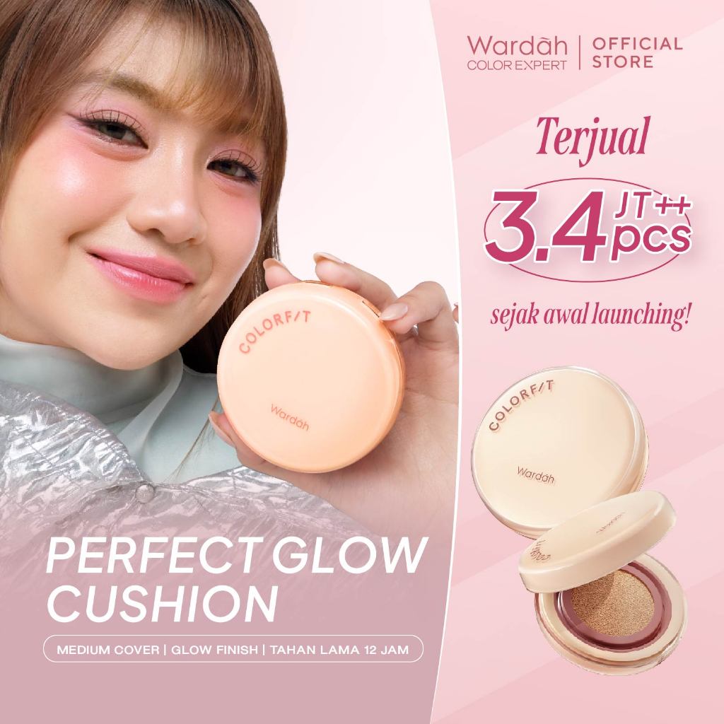 Wardah Cushion Glow Colorfit Perfect Glow Cushion 15 g - Medium-High Coverage Hingga 12 Jam Dengan S