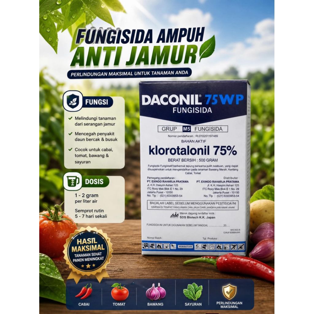 FUNGISIDA DACONIL KLOROTALONIL 75% CEGAH PENYAKIT TANAMAN