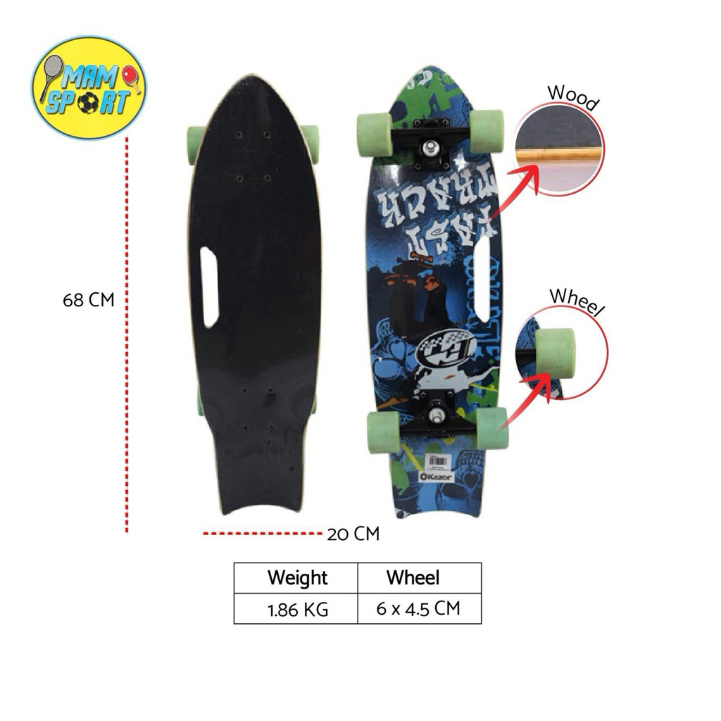 Skateboard Remaja Dewasa KAZOR PU WHEEL 818A Original