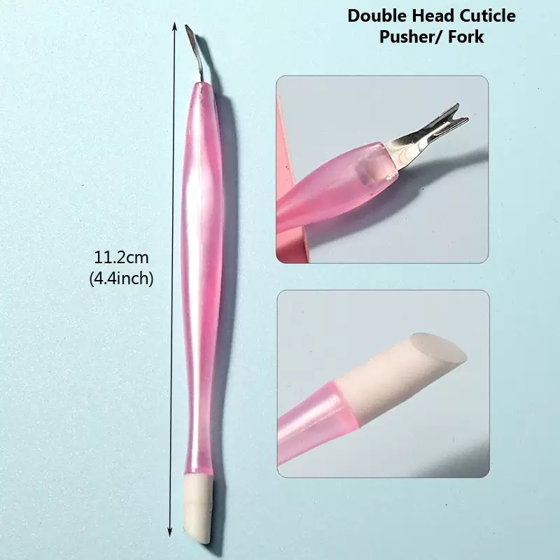 Double Head Cuticle Fork Lidah Ular Pembersih Kutikula Kuku Nailart Manicure Pedicure