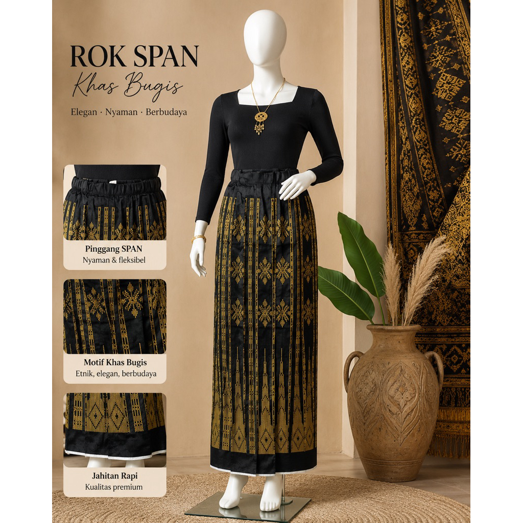 ROK SPAN BORDIR SUTERA SENGKANG MAKASSAR