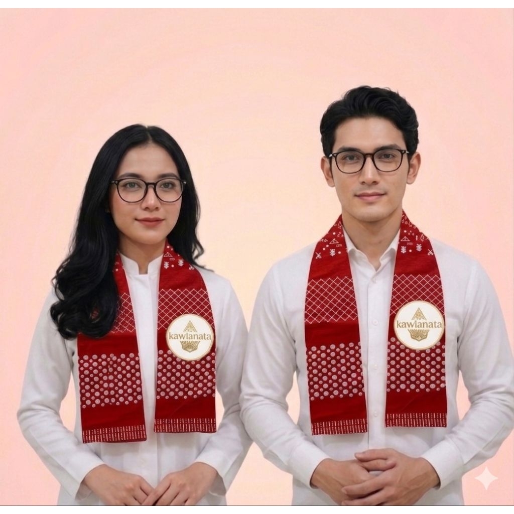 Syal Wanita Scarf Pria Batik merah putih nyaman di pakai
