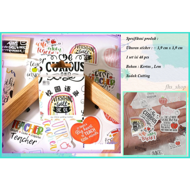 46 Pcs Stiker Set Stiker Box Set Stiker Aesthetic Stiker Scrapbook Stiker Tema Sekolah Stiker Lucu