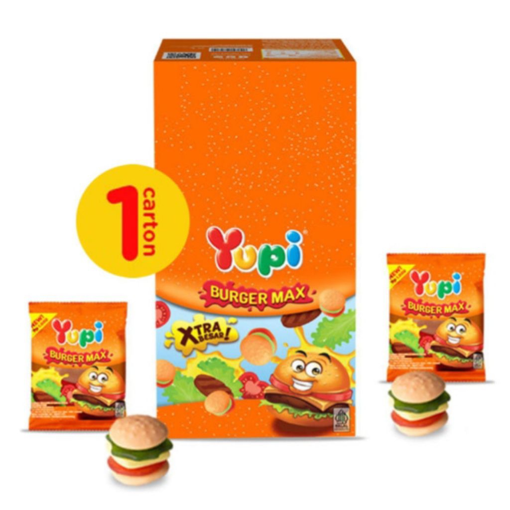 Yupi Permen Jelly Candy Gummy BURGER MAX Xtra Besar 12 pcs BOX