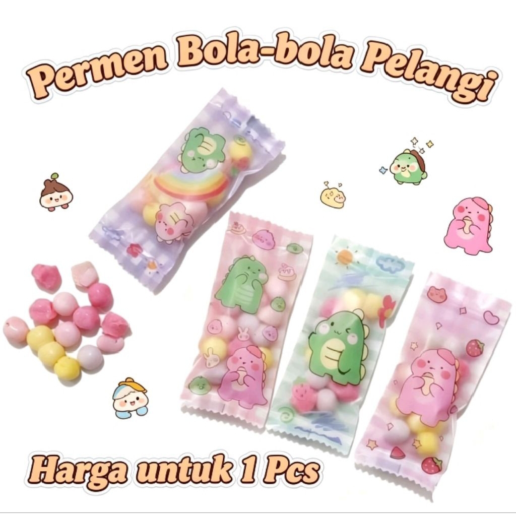 Permen bola-bola pelangi permen buaya gemoy permen lunak Makanan viral jajanan Snack makanan anak la
