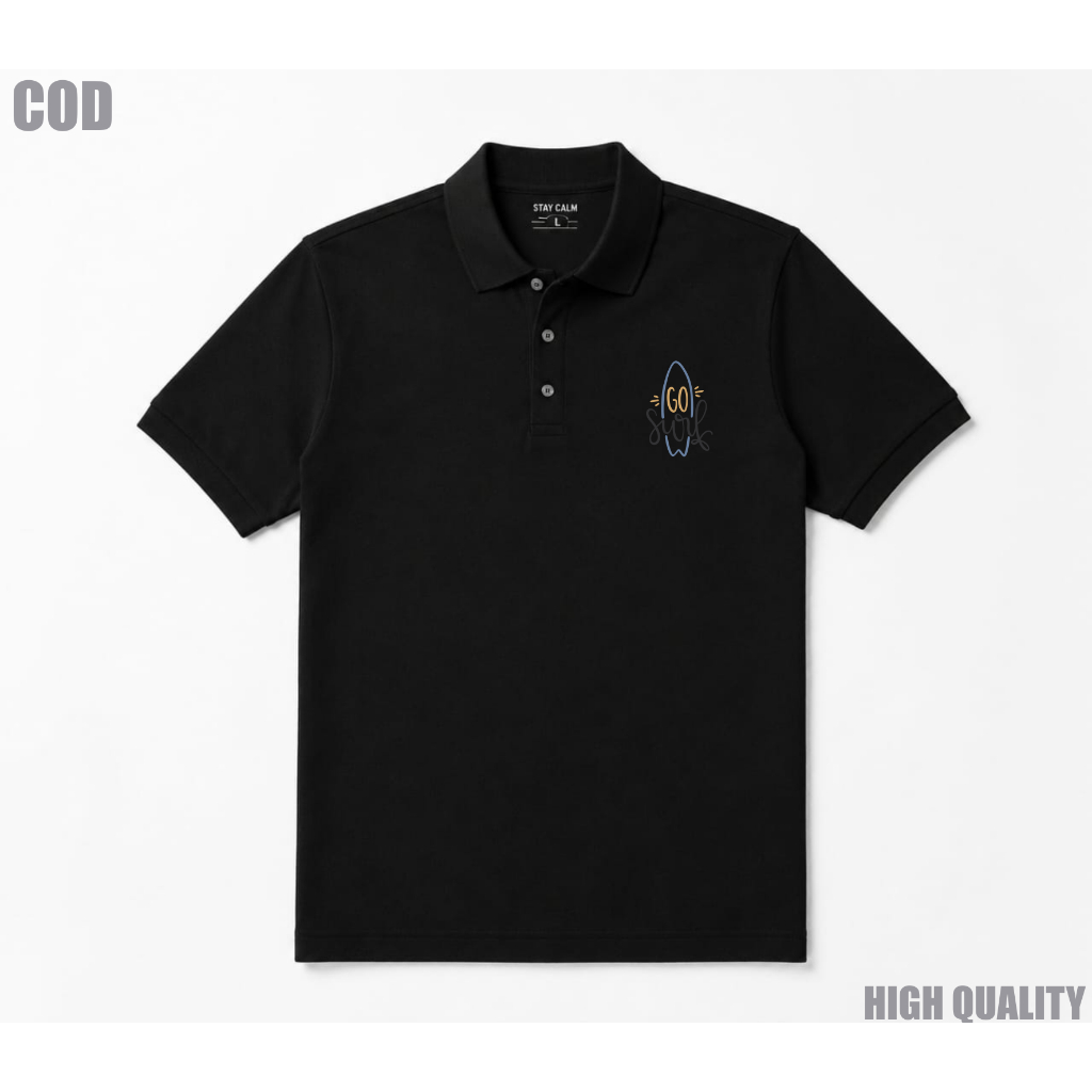 STAY CALM POLO SHIRT BASIC BAJU POLO REGULER COTTON COMBED HITAM PUTIH ABU MISTY NAVY COKLAT