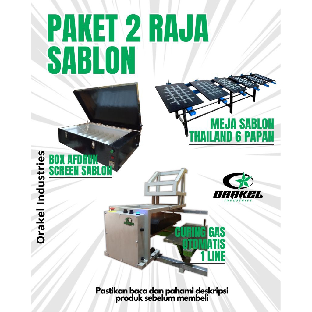 PAKET 2 RAJA SABLON - MEJA 6 PAPAN + CURING OTOMATIS + BOX AFDRUX - FREE ONGKIR SEJAWA